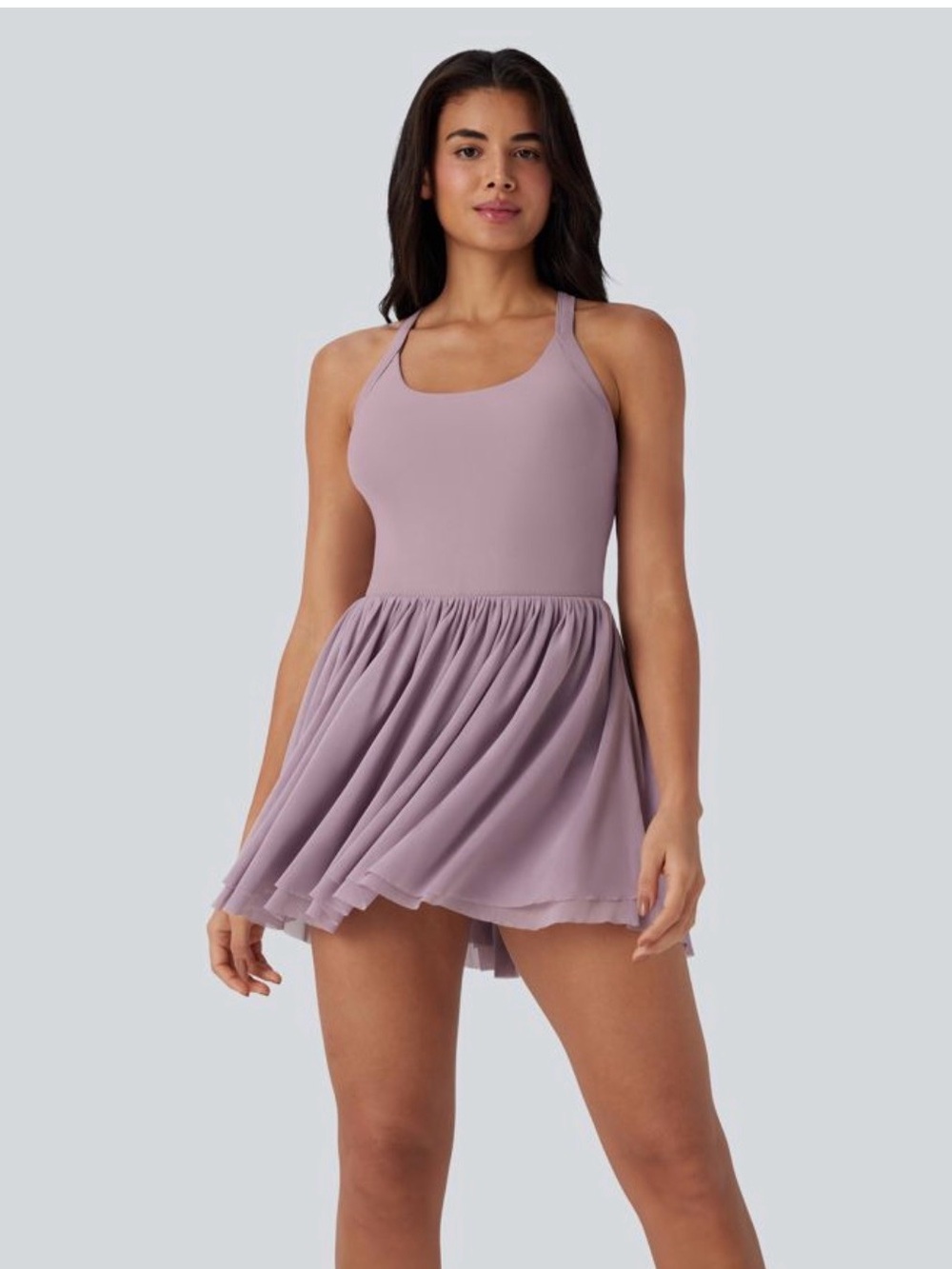 HALARA lilac Racerback Skater Mini Dress size L NWT